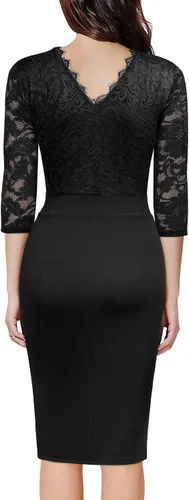 Vista 2 de Miusol Vestido de fiesta de cóctel delgado con encaje floral para mujer