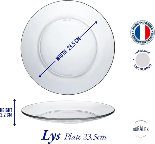 Vista 5 de Duralex - Juego de 6 platos Lys Clear 9.3 in (9 1-4 in)