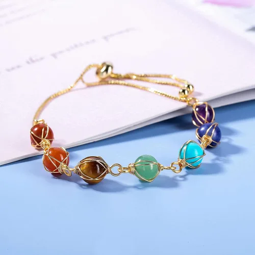 Vista 7 de Jovivi Paquete 2 artículos Collar de cuarzo transparente natural envuelto en alambre de árbol de la vida con piedras preciosas de chakras