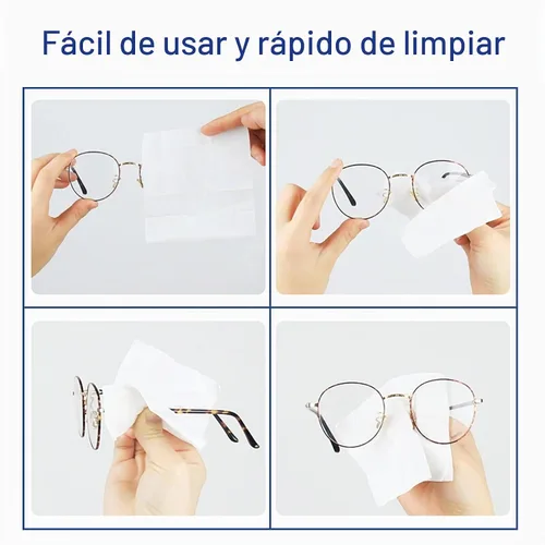 Vista 5 de Toallitas para lentes de 70 quilates con caja, prehumedecidas, para Toallitas para lentes envueltas individuales, limpiadores de lentes, toallitas