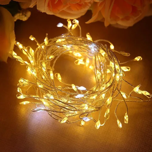 Vista 7 de Cadena de luces de petardos de 10 pies con cable de cobre blanco cálido, luces de hadas en racimo para interiores con control remoto y temporizador