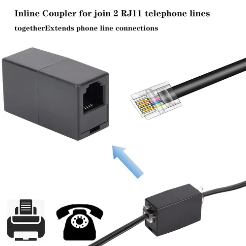 Vista 4 de Cable de extensión de teléfono, cable de línea de teléfono (15 pies - Negro) con conector RJ11 estándar
