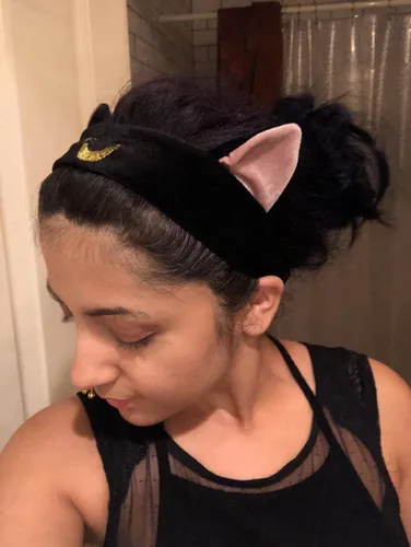 Vista 3 de Ziper Cute Cat Usagi Moon Cosmetic Hairband diadema de ducha (negro)