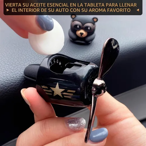 Vista 7 de Clip de ventilación para ambientador de coche de avión - Bear Pilot, hélice Negro