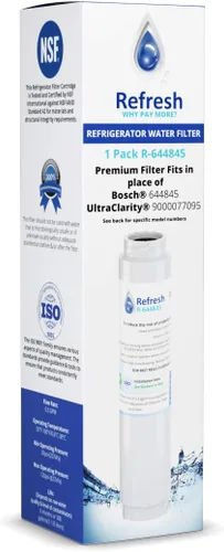 Vista 3 de Refresh Filtro de agua de repuesto para refrigerador Bosch Ultra Clarity 644845, 9000194412, 9000077104, Haier 0060820860, 0060218744 y Miele
