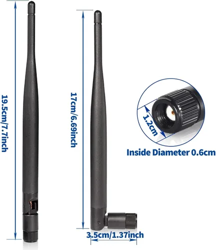 Vista 4 de Bingfu Antena de doble banda WiFi 2.4GHz 5GHz 5.8GHz 6dBi MIMO RP-SMA Macho Antena (paquete de 2) para enrutador WiFi, tarjeta de red inalámbrica