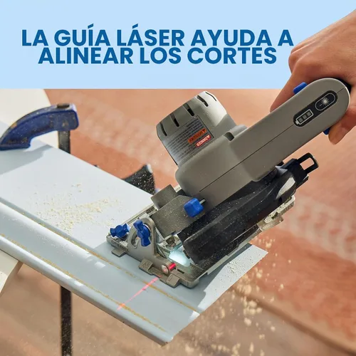 Vista 6 de Estación de sierra portátil Dremel Blueprint con sierra circular compacta de 12V sin escobillas y estuche de corte multiuso (CS12V-S1C)