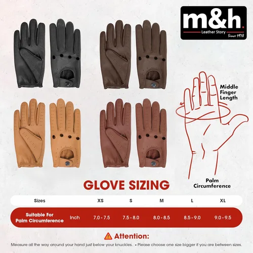 Vista 7 de M&H Since 1978 Guantes de conducción para hombre - Guantes de cuero para hombre - Guantes de conducción de automóviles - Guantes de conducción