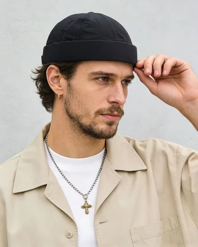 Vista 2 de Croogo Gorra Docker de secado rápido, ligeros, transpirables, sin ala para hombre Ct81-negro