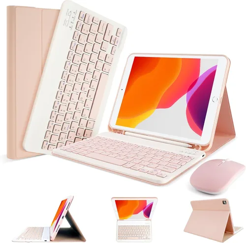 Vista 12 de Funda de teclado LAMA para iPad de 10.2 pulgadas, estuche inalámbrico con teclado con soporte para lápices para iPad de 10.2 y 10.5 pulgadas