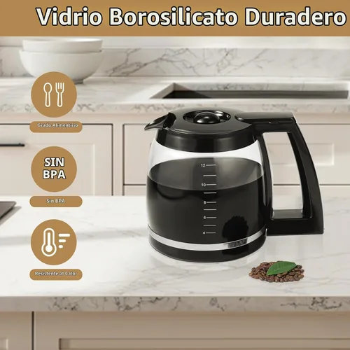 Vista 4 de Reemplazo de jarra de café de vidrio para 12 tazas compatible con Cuisinart
