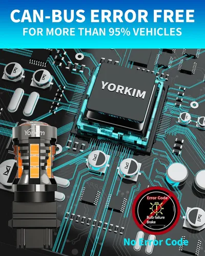 Vista 5 de Yorkim 3157 foco LED 6000K ámbar 2880 lúmenes 3156 foco LED de marcha atrás 3057 LED 4114 foco LED de día 3056 3457 foco LED de repuesto para luz