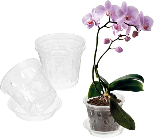 Vista 12 de METALLIXITY Macetas transparentes de orquídeas de 3 pulgadas con agujeros