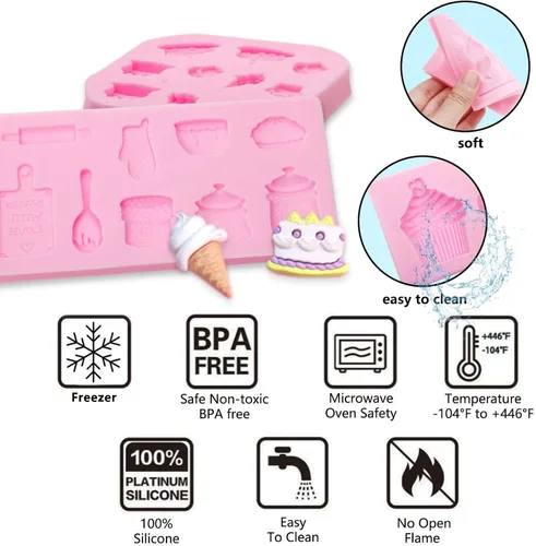 Vista 3 de Molde de fondant para cupcakes, 4 paquetes de moldes de silicona para taza de café para decoración de tartas de fiesta de té, adornos de cupcakes