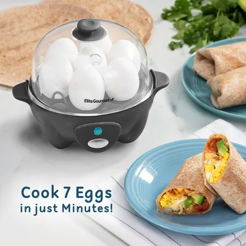 Vista 5 de Elite Gourmet EGC710DKG Cocedor Rápido de Huevos, 7 Huevos Hervidos Fáciles de Pelar, Duros, Medianos, Suaves, Escalfador, Máquina para Omelettes