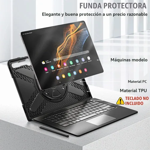 Vista 6 de ZenRich Microsoft Surface Pro 10/11 - Funda resistente de 13 pulgadas 2024, con soporte giratorio de 360° y correa de mano, resistente a los golpes