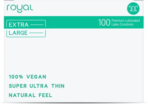 Vista 8 de Royal Preservativos veganos ultra finos extra grandes – Paquete de condones lubricados de primera calidad – Lubricante sin sabor, goma de látex