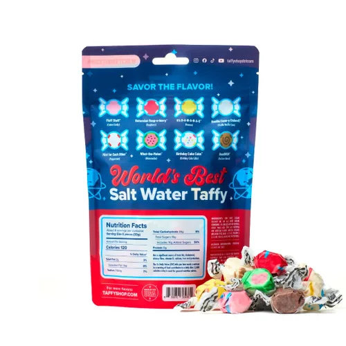 Vista 3 de Taffy Shop World's Best Taffy - Caramelos masticables suaves y gourmet, paquete variado, aperitivo dulce a granel, regalo fresco y sin gluten, 30