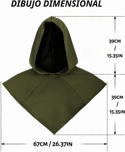Vista 6 de UQJE Capucha medieval renacentista con capucha de asesino para Halloween, capa corta con capucha para adultos