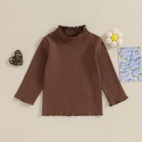Vista 2 de Camiseta de manga larga cálida para bebés y niñas pequeñas, ropa básica para otoño e invierno