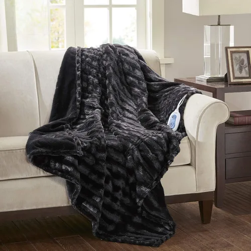 Vista 2 de Beautyrest Duke - Manta eléctrica de lujo extragrande con forro de pelo largo cepillado de imitación, suave y acogedora, con control de 3 niveles