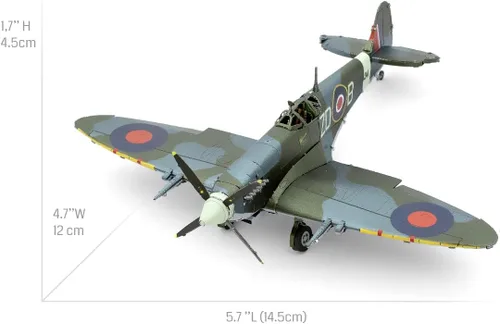 Vista 3 de Fascinations Metal Earth Supermarine Spitfire Color 3D Kit de modelo de metal con pinzas