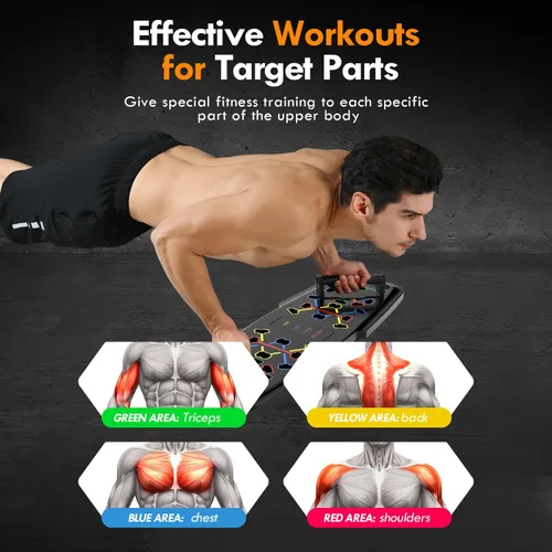 Vista 7 de MQRW Push Up Board,Home Gym,Portable Exercise Equipment,Pilates Bar and 20 Fitness Accessories with Resistance Bands and Ab Roller Wheel,Full Body