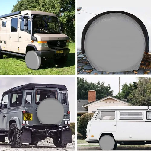 Vista 8 de Juego de 4 fundas para llantas de caravana, no tejidas, impermeables, con revestimiento UV, protectores de neumáticos de ajuste universal