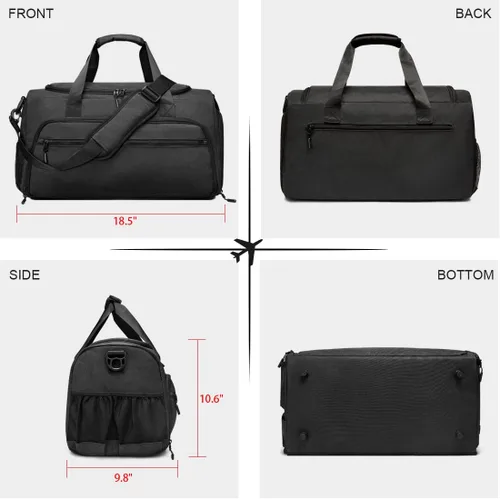 Vista 6 de Bolsa de gimnasio para hombres y mujeres, pequeña bolsa deportiva con bolsillo húmedo y compartimento para zapatos, bolsa de lona resistente al agua