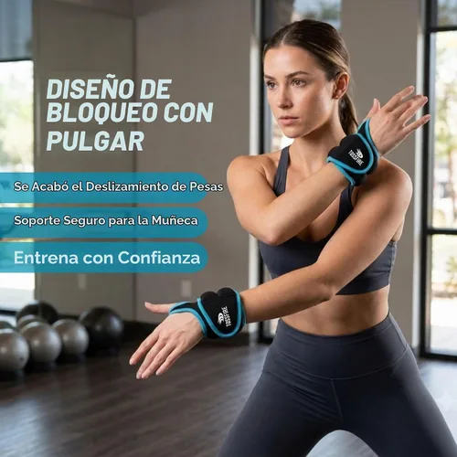 Vista 2 de Comfecto Wrist Weights with Thumb Loops Lock, 1lb*2 2lbs*2 for Running, Strength Training, Walking, Exercises, Gym, Cardio, Men, Women Azul