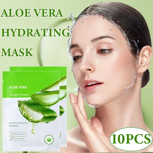 Vista 2 de Mascarilla calmante de aloe vera hidratante, hidratante de larga duración, máscara facial para todo tipo de piel, máscaras faciales de aloe suave