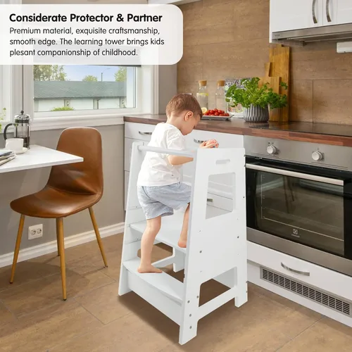 Vista 5 de DEARYOU Taburete para niños pequeños, taburete de cocina para niños pequeños, taburete auxiliar de cocina para niños pequeños, taburete