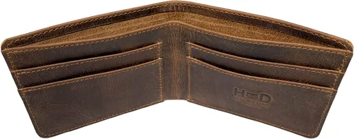 Vista 4 de Hide & Drink, Billetera plegable hecha a mano de cuero de grano completo, delgada, compacta, delgada para bolsillo o bolsa, almacena dinero