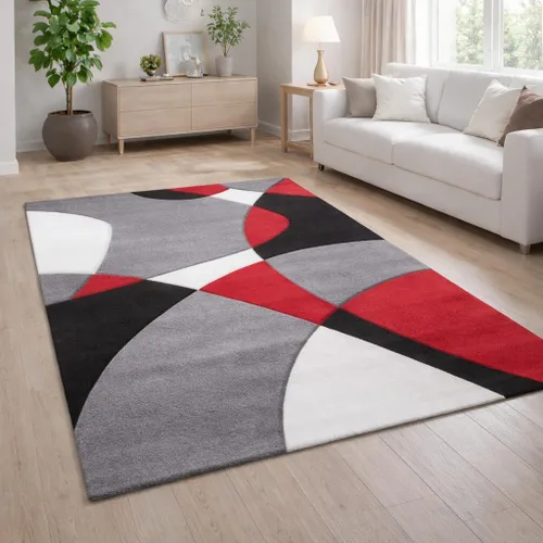Vista 8 de Paco Home Alfombra moderna con diseño artístico en blanco y negro, tamaño: 2' x 3'7