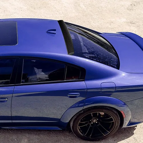 Vista 5 de Q1-TECH, alerón de techo de ventana trasera compatible con Dodge Charger 2015-2023, fibra de carbono real, ala de alerón de visera de techo