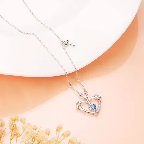 Vista 3 de Collar de plata de ley S925 con dije de unicornio, collar con dije de corazón, joyería para mujeres, mamá, novia