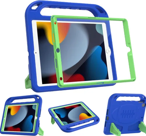 Vista 22 de BMOUO Funda para niños para iPad de 9ª/8ª/7ª generación (2021/2020/2019), con protector de pantalla integrado, soporte con mango a prueba de golpes