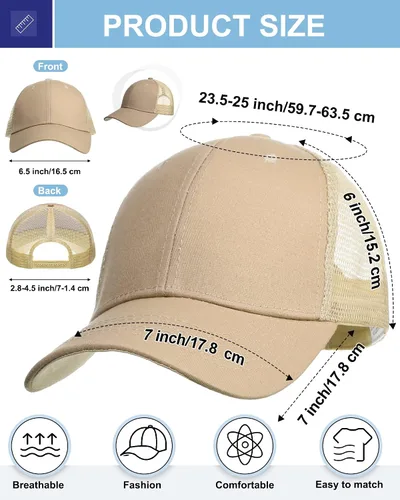 Vista 2 de Coume Gorra de béisbol de malla a granel de algodón lavado en blanco gorras de béisbol ajustables Gorra de camionero Snapback Golf Hombres Gorra
