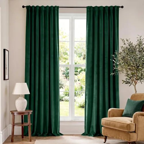 Vista 149 de Lazzzy Cortinas opacas de terciopelo beige de 84 pulgadas de largo con aislamiento térmico para oscurecer la habitación, cortinas forradas de lujo