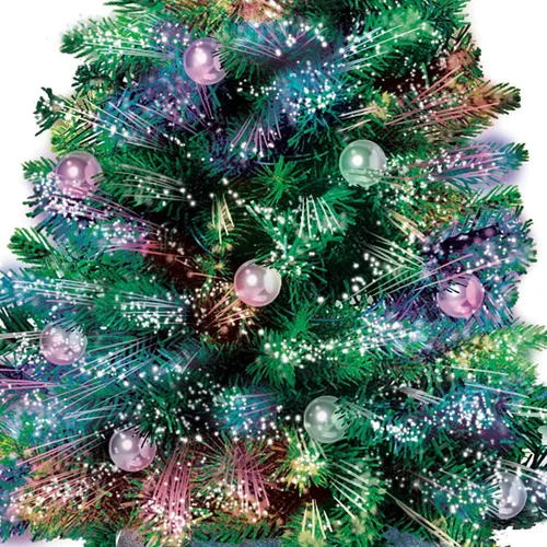 Vista 3 de The Bradford Exchange Thomas Kinkade Holiday Sparkle - Árbol de Navidad de fibra óptica que cambia