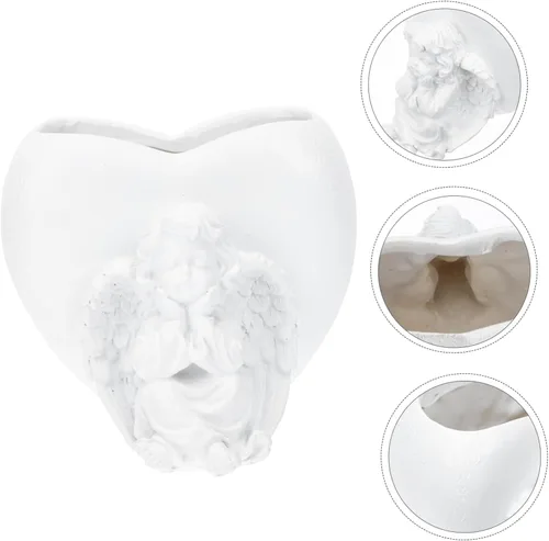 Vista 8 de Yardwe 1 maceta de resina con estatua de ángel, decoración de macetas de ángel para plantas