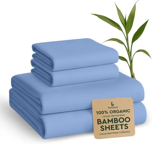 Vista 48 de BAMPURE Juego de sábanas tamaño Queen, 100% viscosa pura derivada de bambú, sábanas súper suaves y refrescantes para personas que duermen con calor