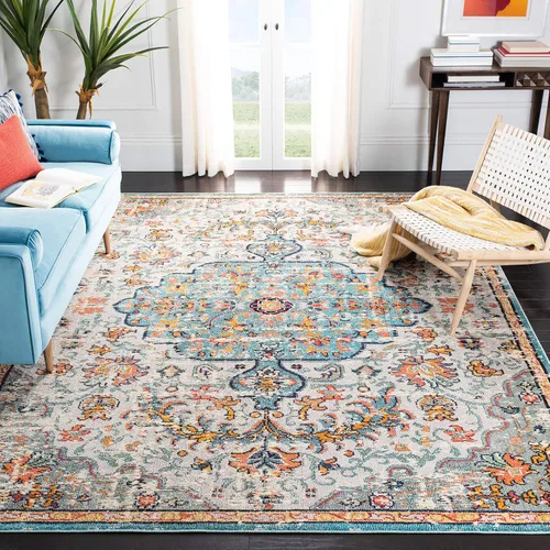Vista 11 de SAFAVIEH Colección Madison MAD447B - Tapete bohemio con medallón antiguo y elegante, no desprende pelusa, para la sala, dormitorio, comedor