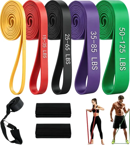 Vista 6 de Bandas de resistencia de 5 niveles para entrenar, bandas de asistencia