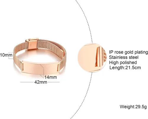 Vista 2 de VNOX Pulsera de identificación de malla ajustable, unisex, con cita grabada, para amar, esposa, marido, pareja