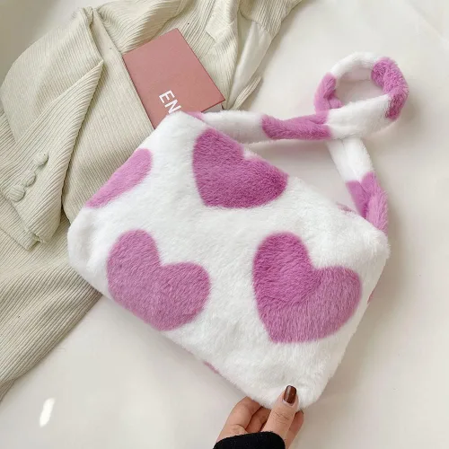 Vista 4 de Bolsa de hombro para mujer Kexle, afelpada, para otoño e invierno