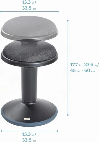 Vista 3 de ECR4Kids Taburete oscilante Sitwell con cojín, altura ajustable, asiento activo, negro