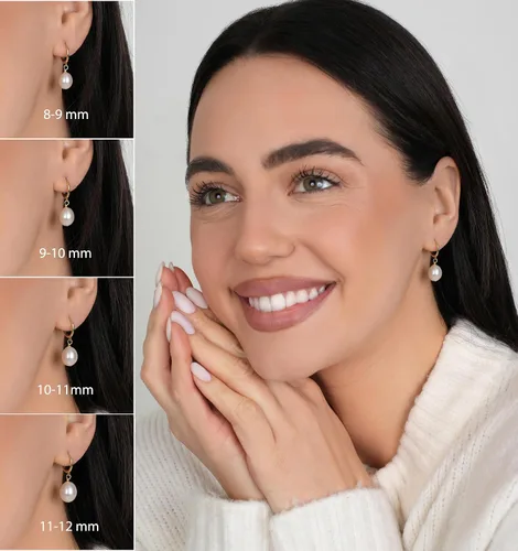 Vista 5 de LILY LUSTRE - Aretes colgantes de plata de ley 925 chapados en oro de 14 quilates, seleccionados a mano, calidad AAAA, color blanco natural