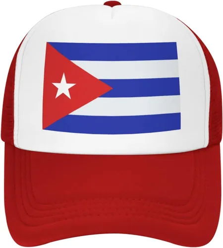 Vista 2 de BIEGAS Sombrero de bandera de Cuba, sombrero de camionero de Cuba para hombres y mujeres, gorra de béisbol ajustable, malla a presión, sombrero