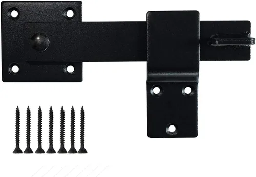 Vista 3 de Cerradura de puerta de granero de 5.5 pulgadas, hierro forjado resistente, negro mate